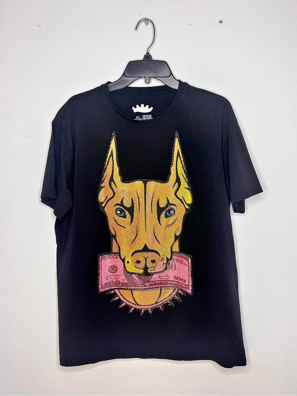 Graphic Doberman Dog Short Sleeve Tee in Black & Orange